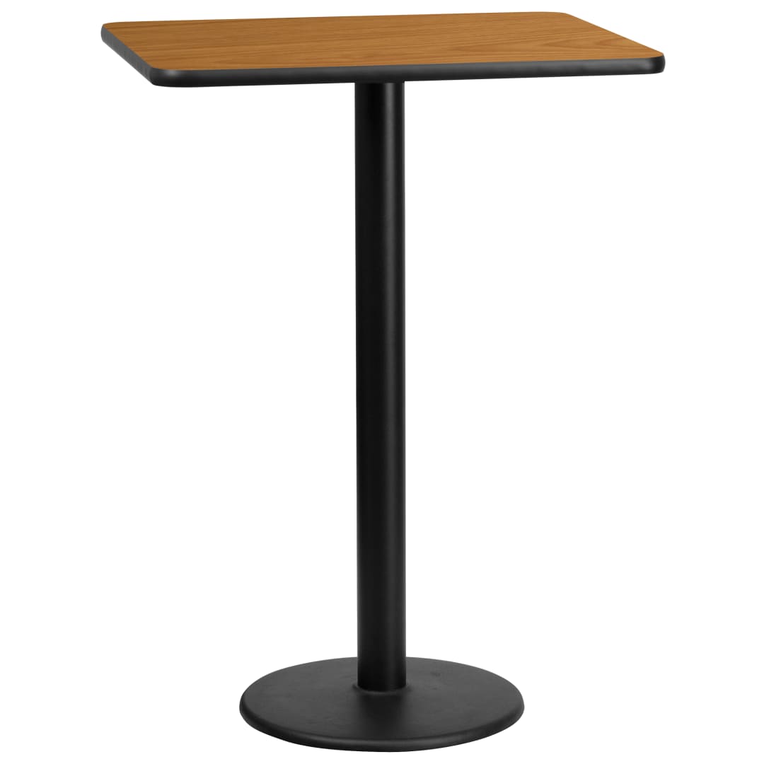 Stiles 24'' x 30'' Rectangular Natural Laminate Table Top with 18'' Round Bar Height Table Base