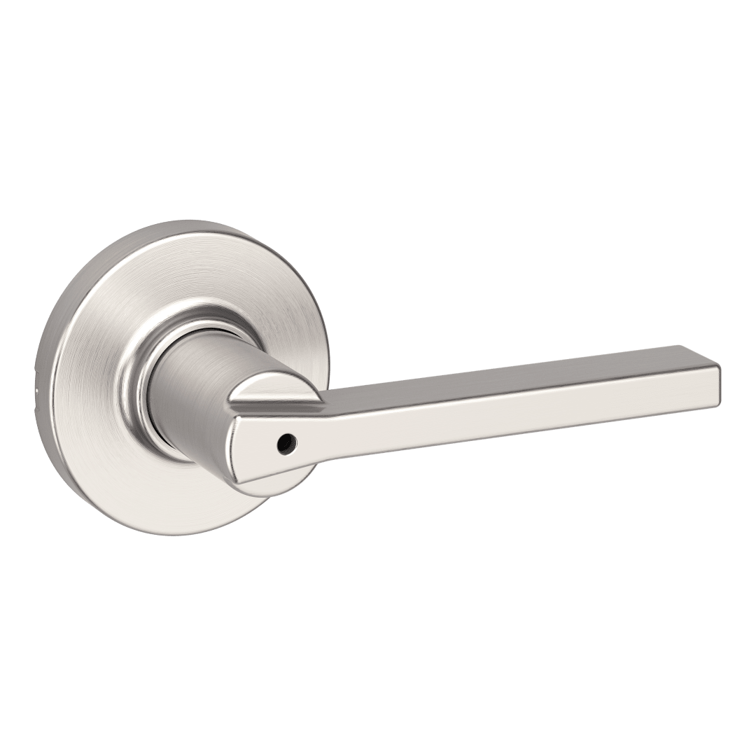 Casey Bed/Bath Door Lever in Satin Nickel with Round Rosette