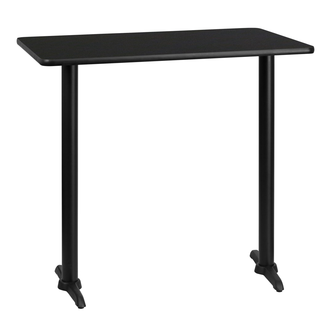 Stiles 30'' x 42'' Rectangular Black Laminate Table Top with 5'' x 22'' Bar Height Table Bases