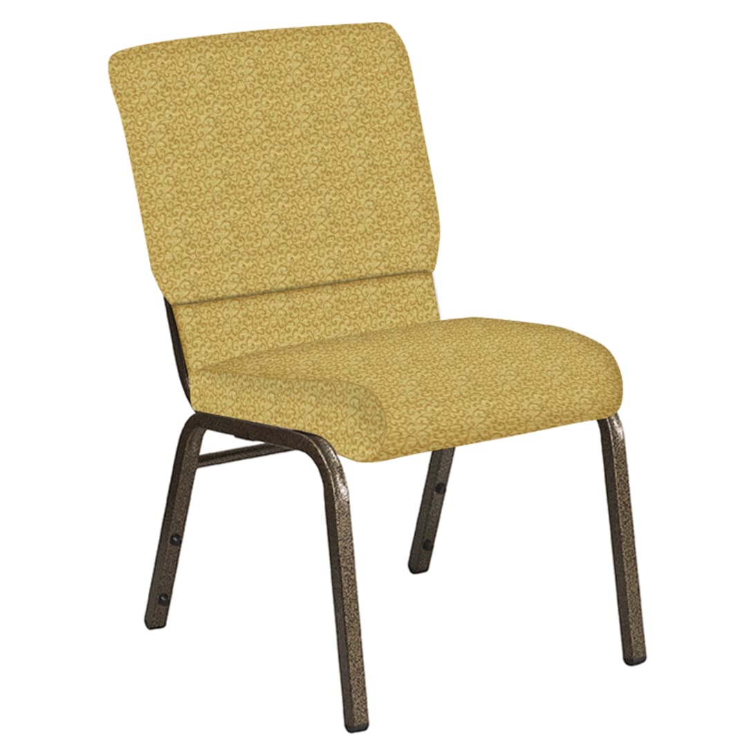 18.5''W Church Chair in Lancaster Khaki Fabric - Gold Vein Frame