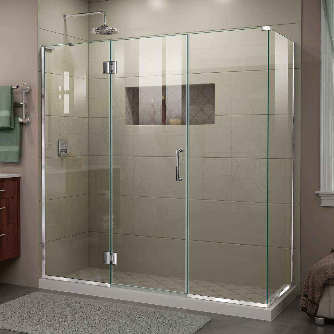DreamLine Unidoor-X 69 1/2 inch W x 30 3/8 inch D x 72 inch H Frameless Hinged Shower Enclosure in Chrome