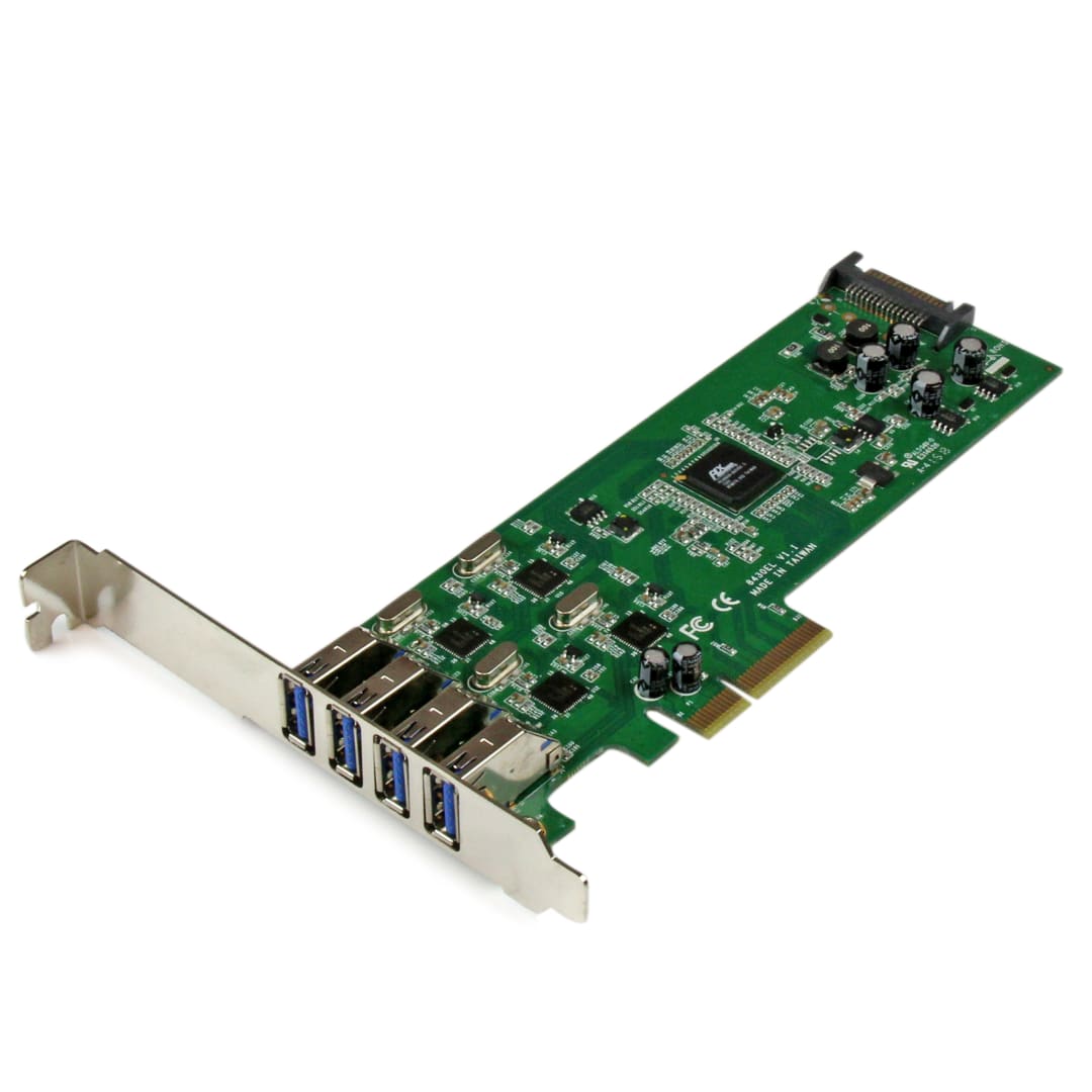 4 Independent Port PCIe USB 3 Card w/ SATA Power