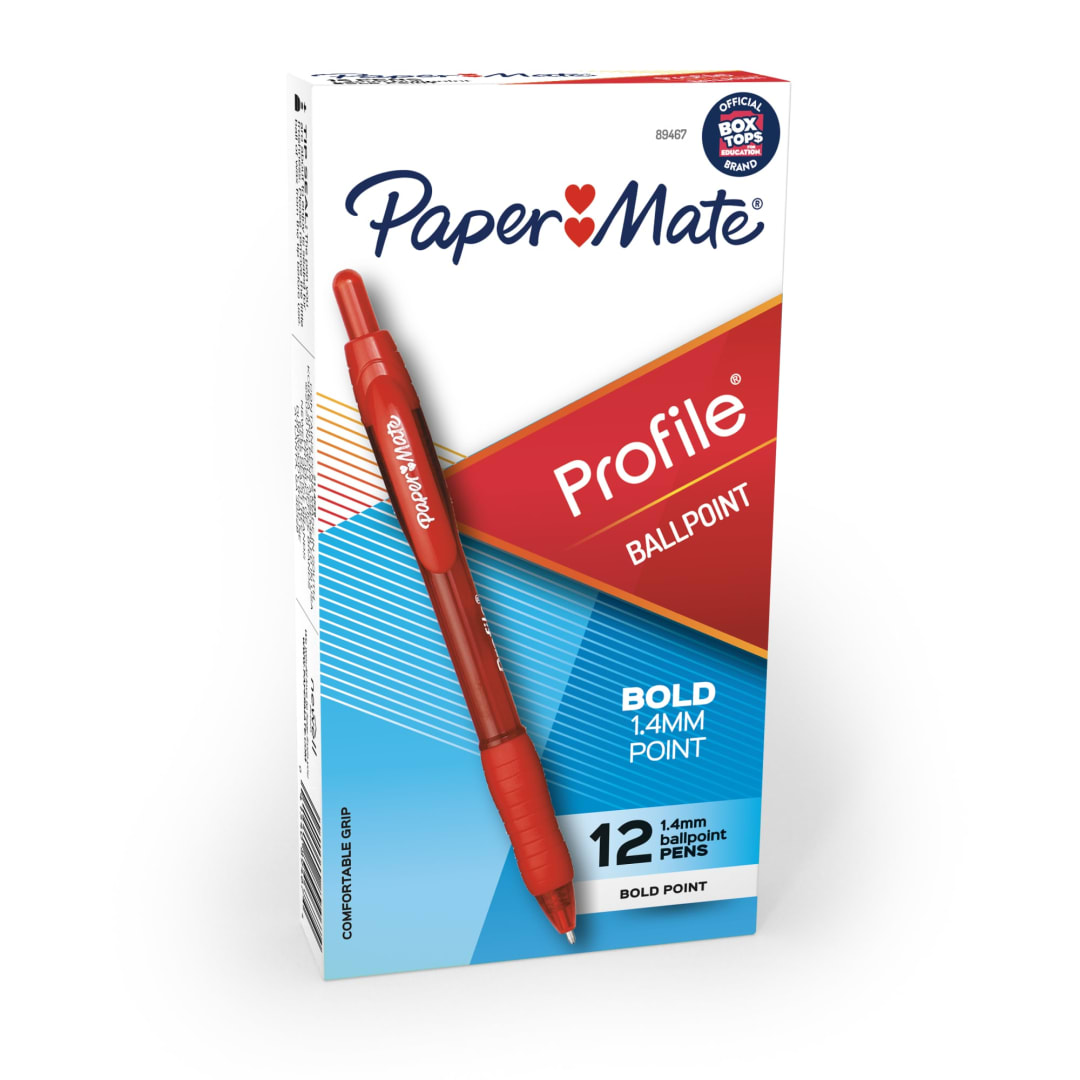 Paper Mate® Profile® Retractable Ballpoint Pens, Bold (1.4mm), Red, 12 Count