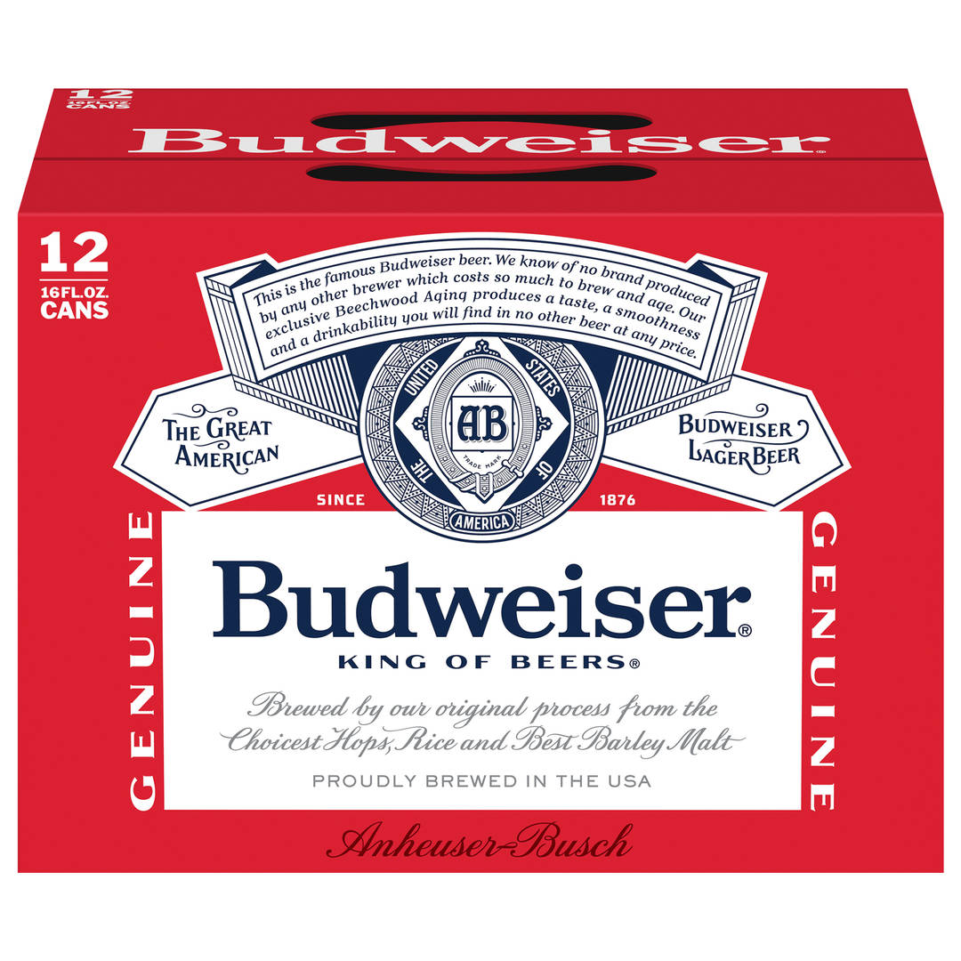 Budweiser American Lager Beer 12 Pack, 16 fl oz Cans