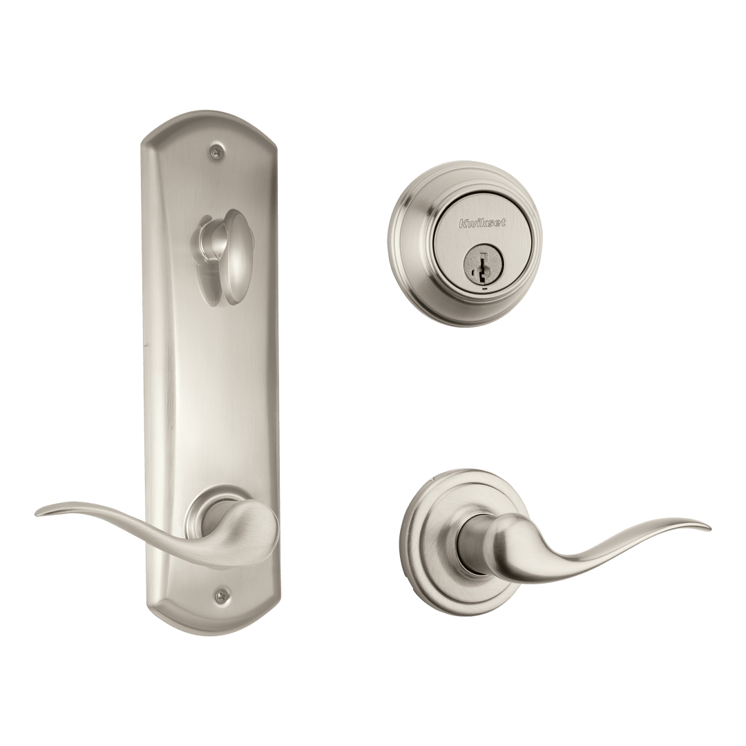 Tustin Round Interconnect Lever in Satin Nickel featuring SmartKey Security