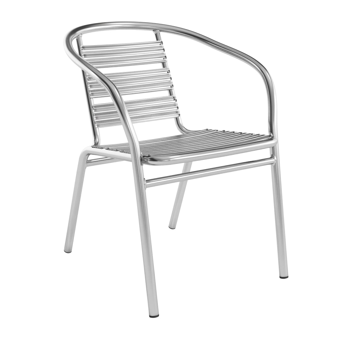 Lila Heavy Duty Commercial Aluminum Indoor-Outdoor Restaurant Stack Chair with Triple Slat Back