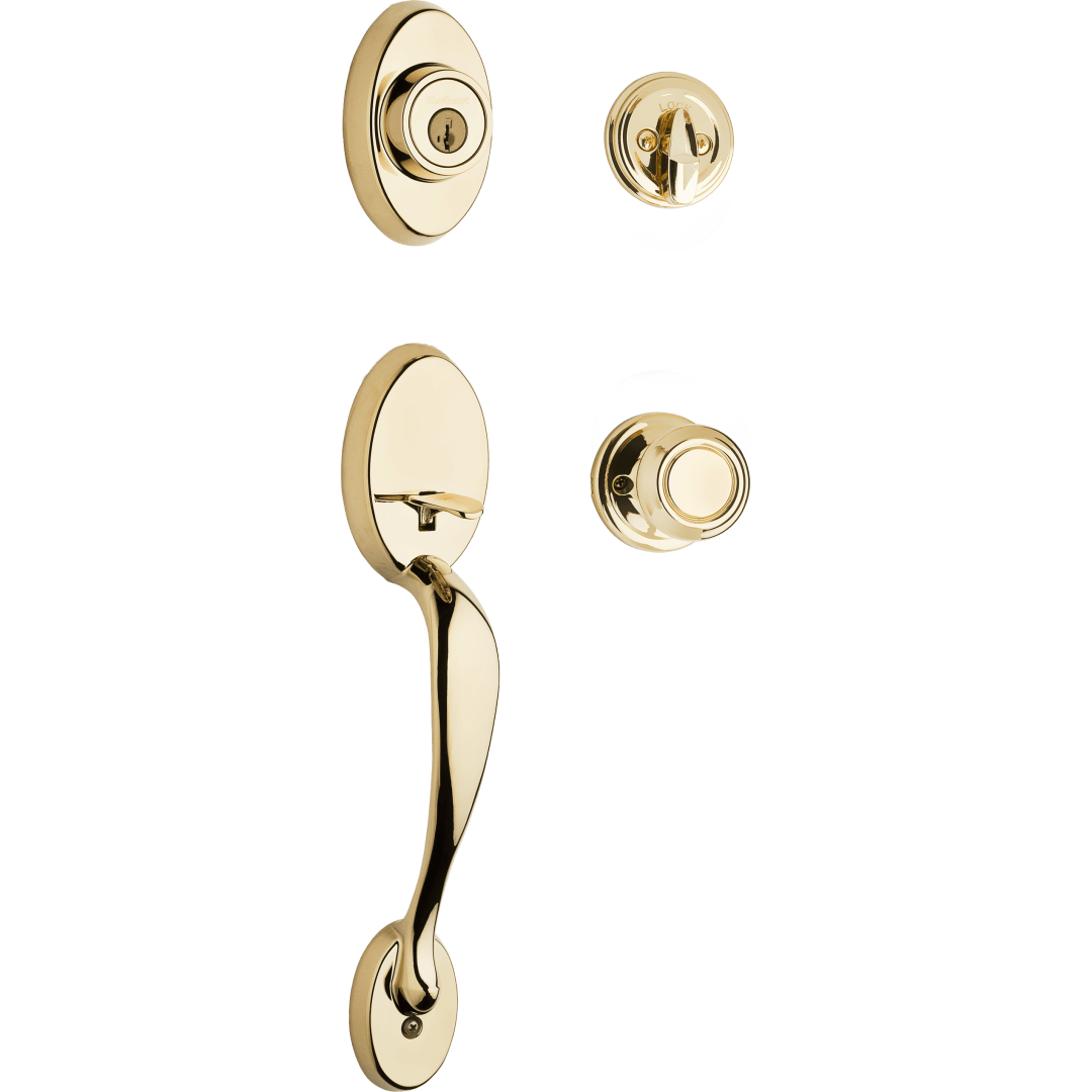 Chelsea Single Cylinder Handleset w/Cameron Knob featuring SmartKey Security™ in Lifetime Polished Brass