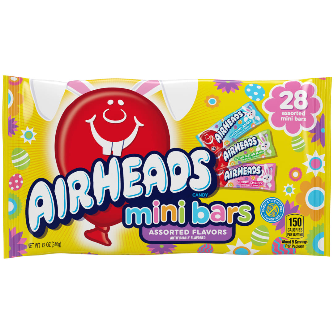 Airheads Mini Bars Assorted Flavors 12 oz Theme Laydown Bag