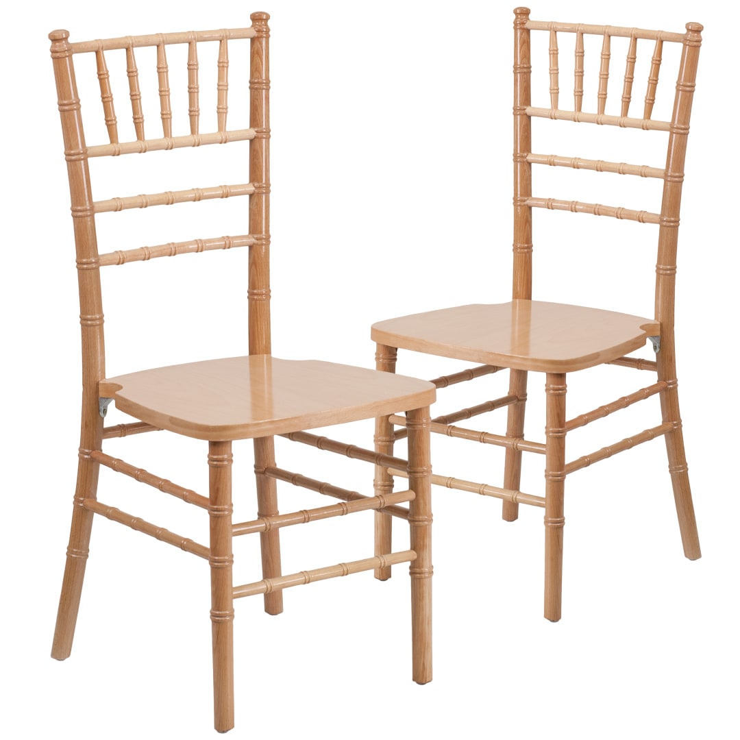 2 Pack HERCULES Series Natural Wood Chiavari Chair