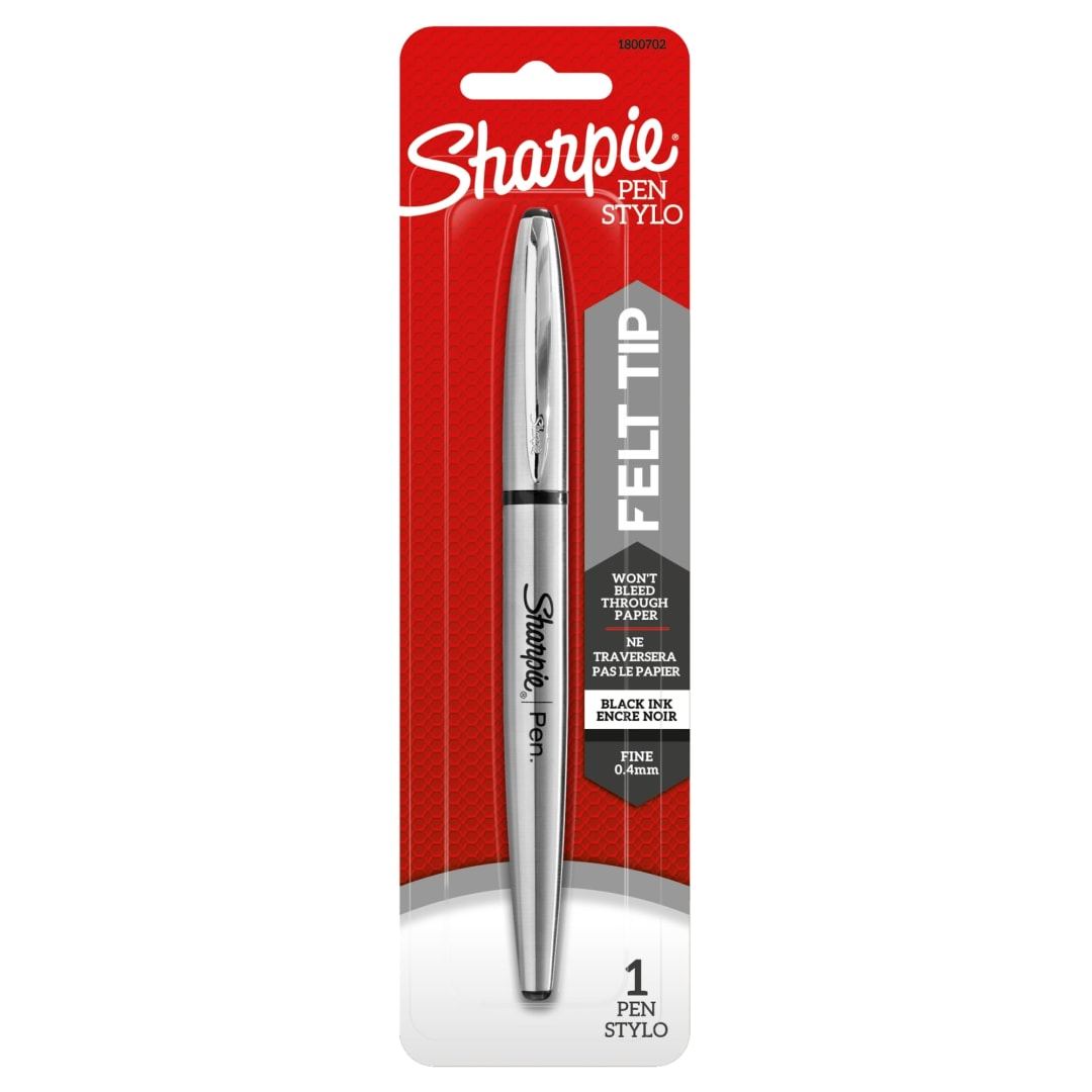 Sharpie® Stainless Steel Grip Pen, Fine Point (0.4mm), Black, 1 Count