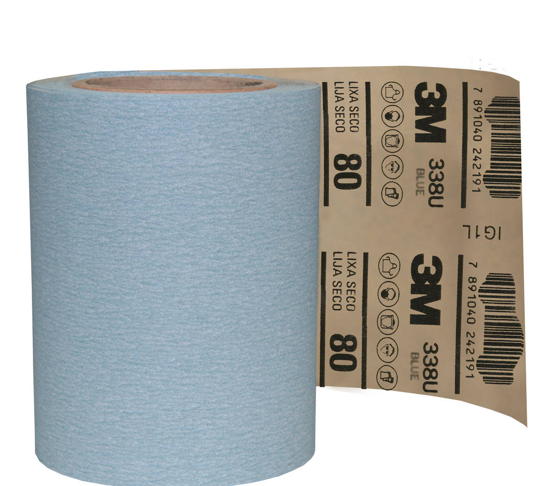 Lixa 3M™ Hookit™ 338U, Evolution, Jumbo, Grão 320, 1,38 m x 100 m