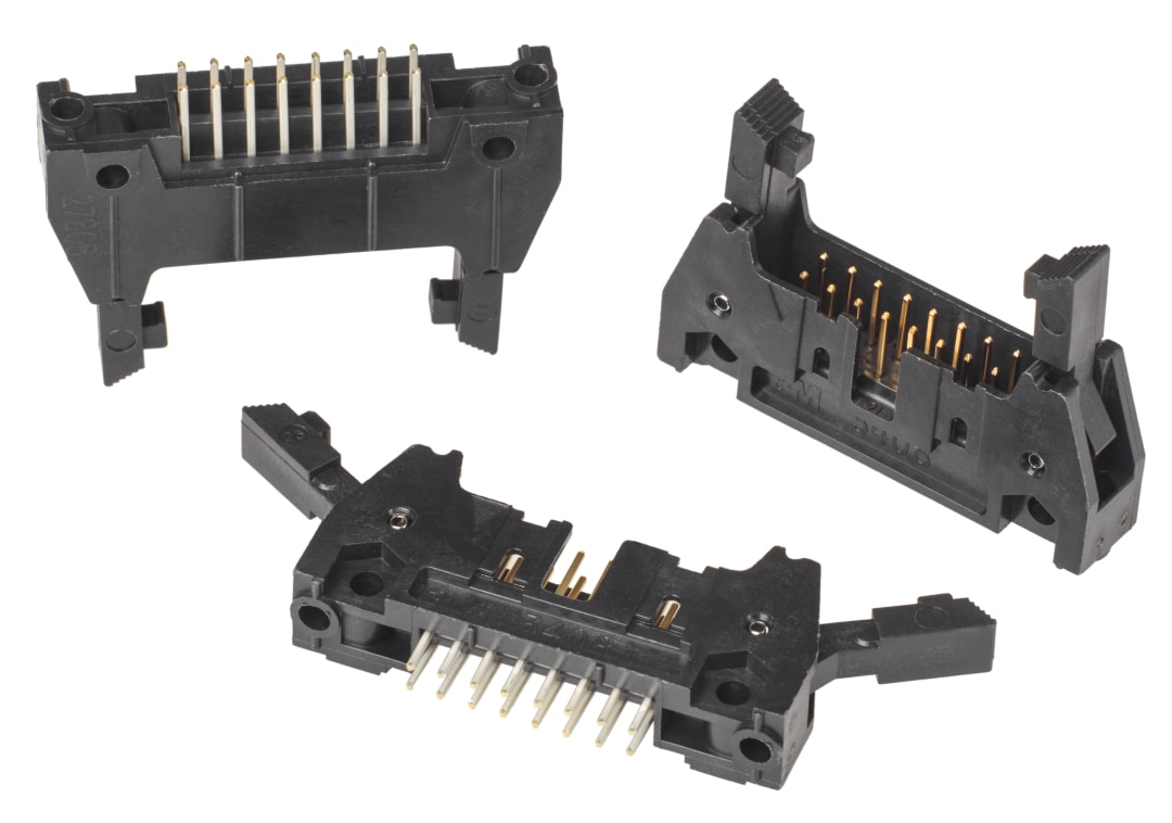 3M™ N3408-6302 RB, Wannenstiftstecker, 180° gerade, 16-polig, 3000 Serie, 2,54 mm, 0,76 µm Au, Schwarz