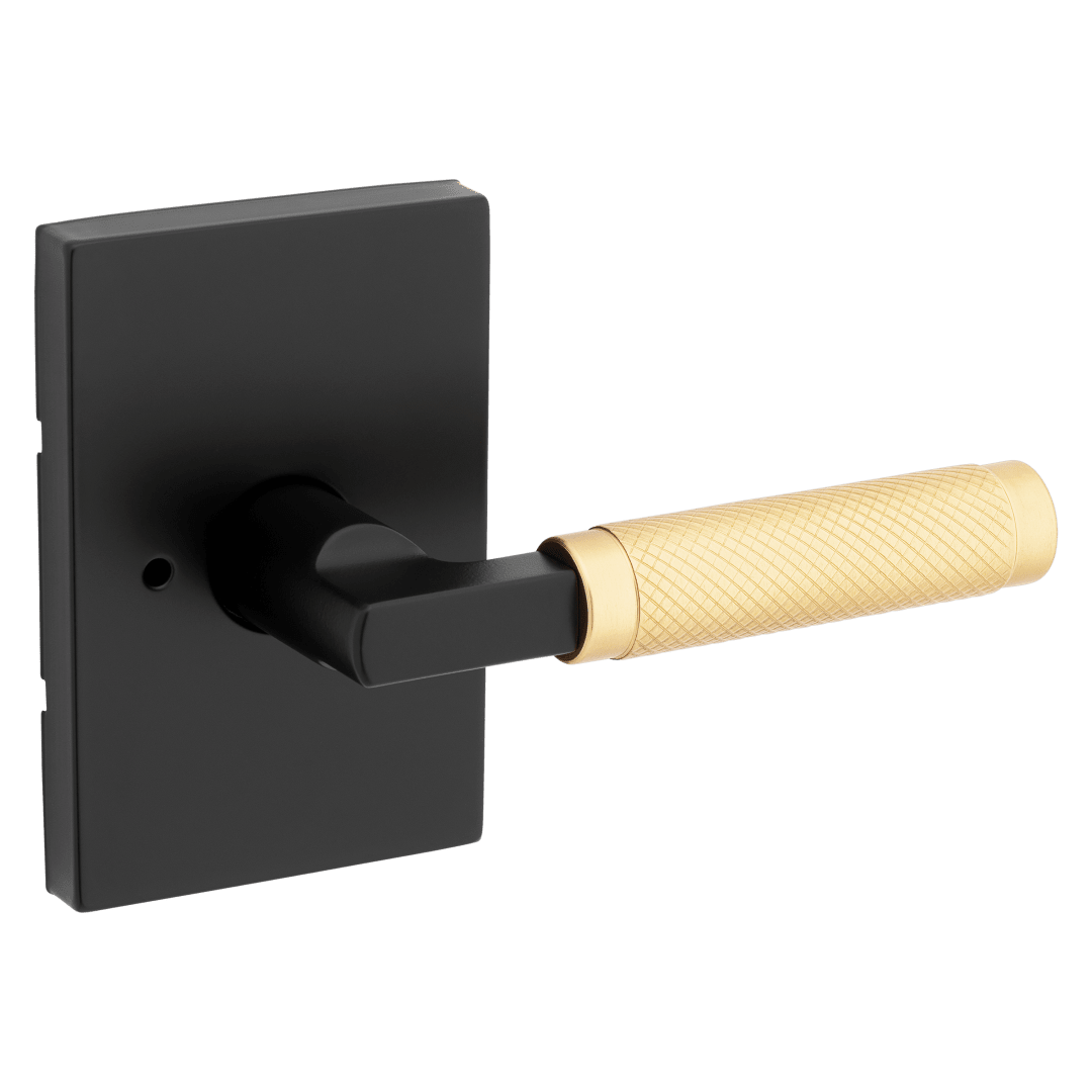 Prava Bed/Bath Lever in Matte Black and Satin Brass