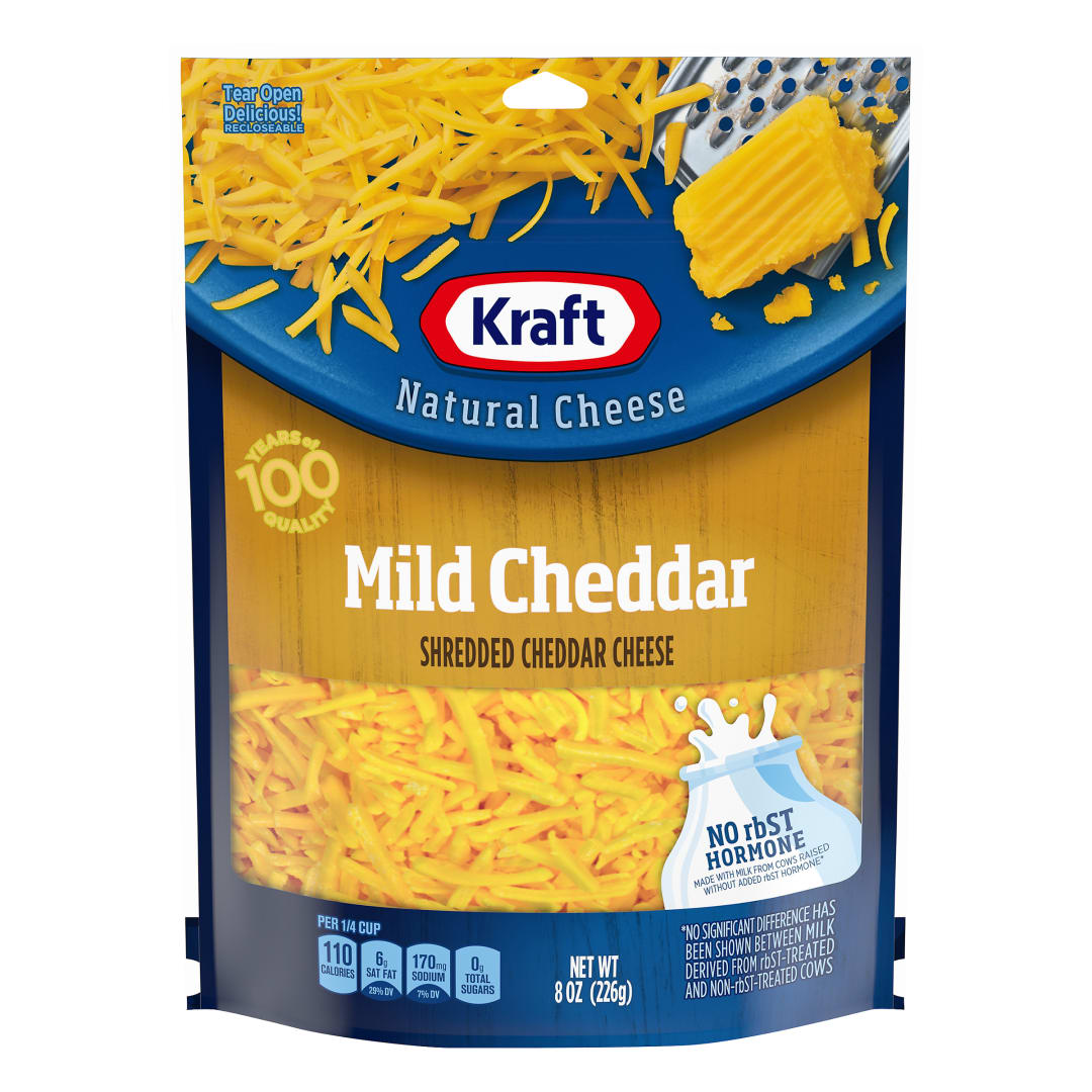 Kraft Natural Mild Cheddar Shredded Cheese, 8 oz Bag
