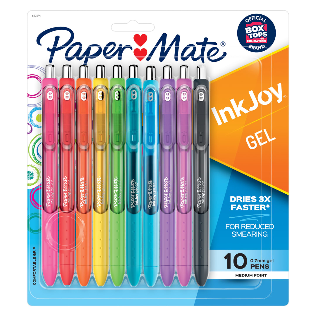 Paper Mate® InkJoy® Pens, Gel Pens, Medium Point (0.7 mm), Assorted, 10 Count