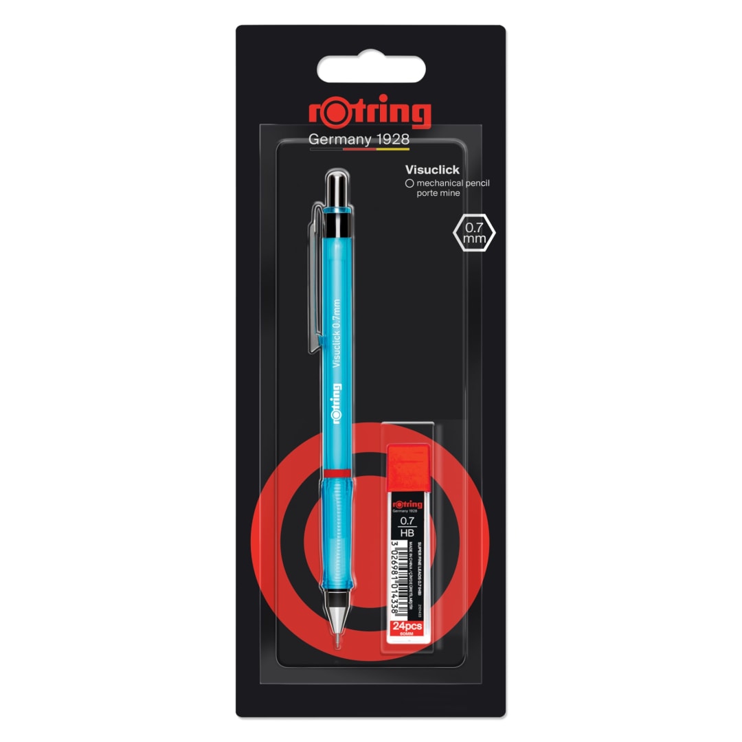 rOtring Visuclick Mechanical Pencil Set with 0.7mm 2B Leads (x24) | Assorted Barrel Colours