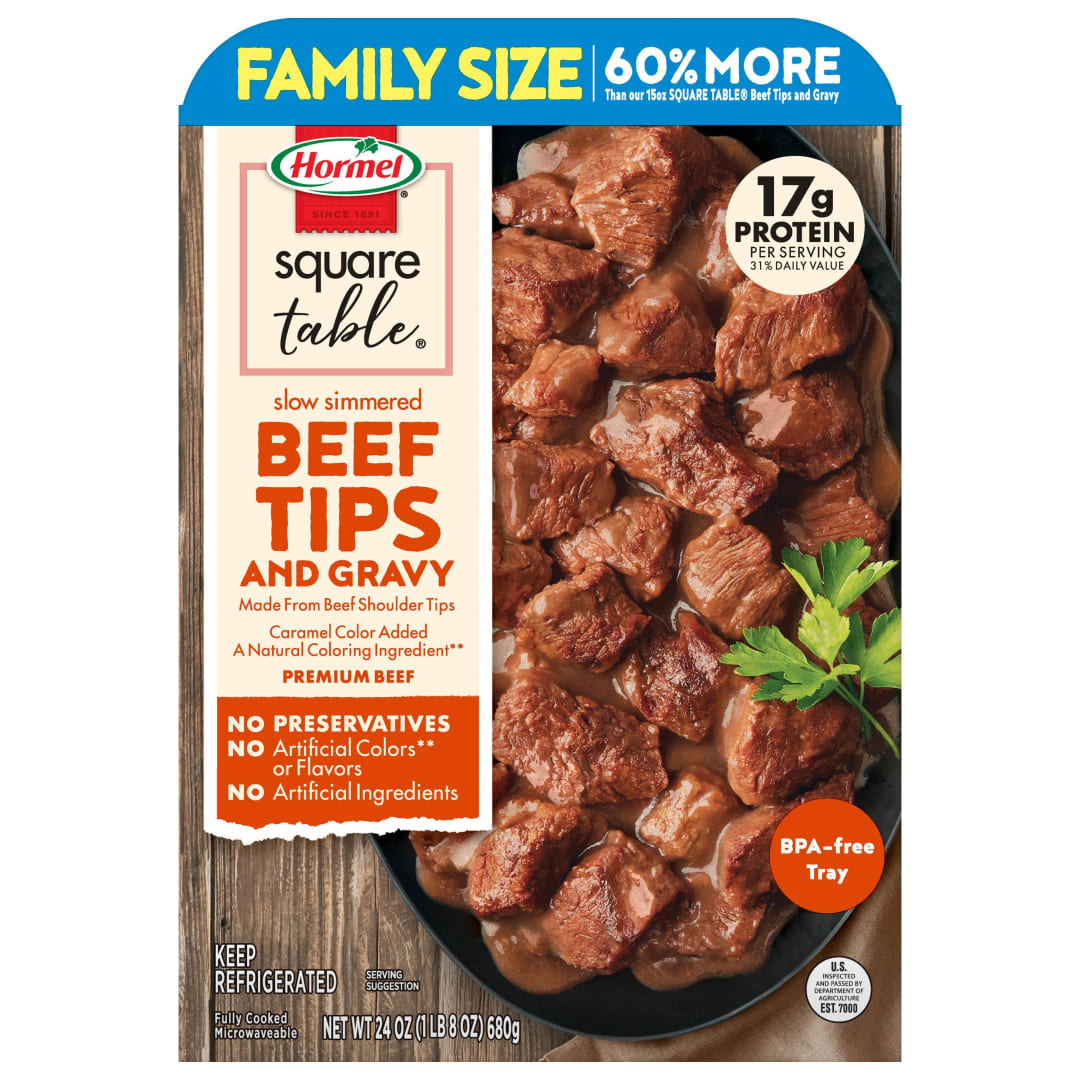 HORMEL SQUARE TABLE Family Size Beef Tips