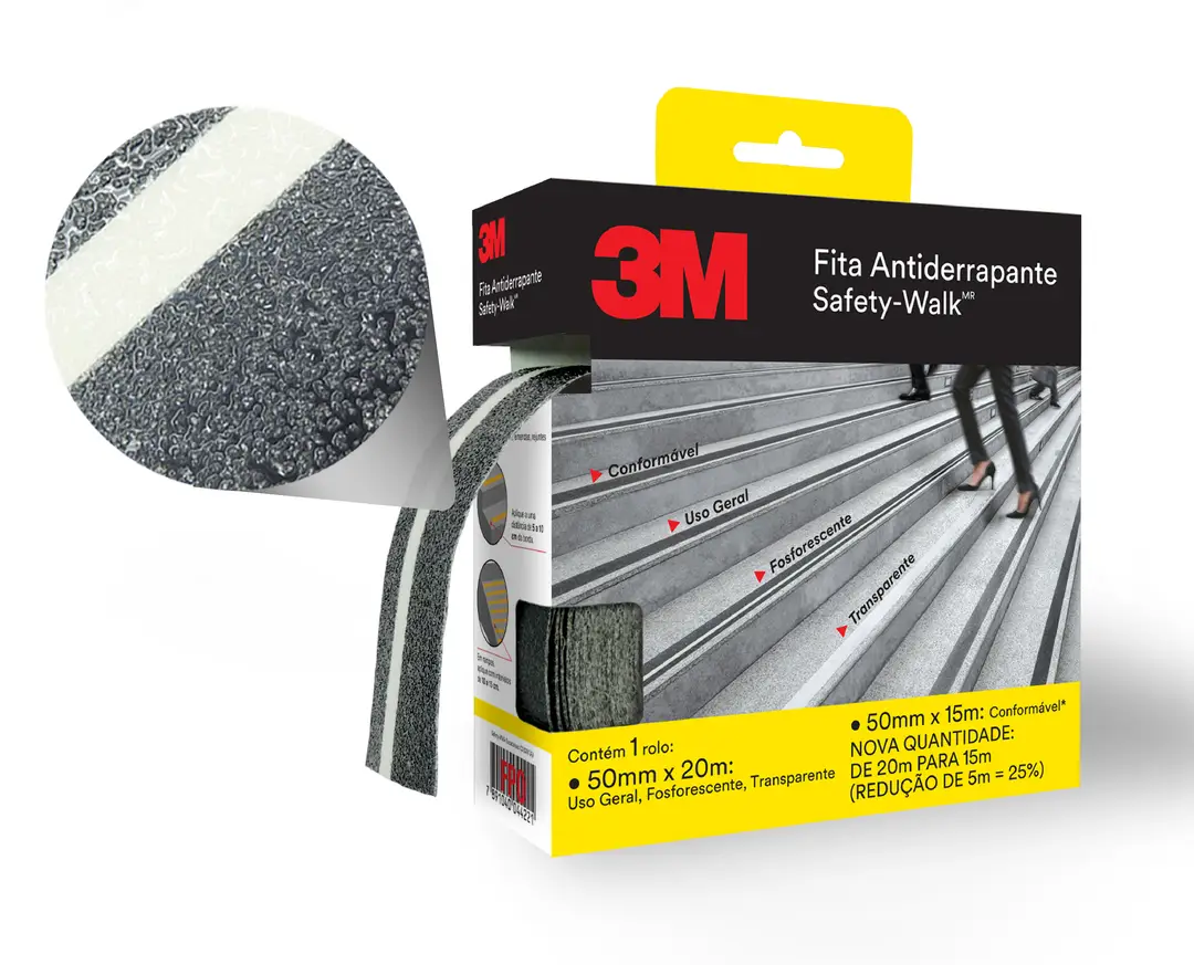Fita Antiderrapante 3M™ Safety-Walk® Uso Geral, Fosforescente, 50 mm x 20 m