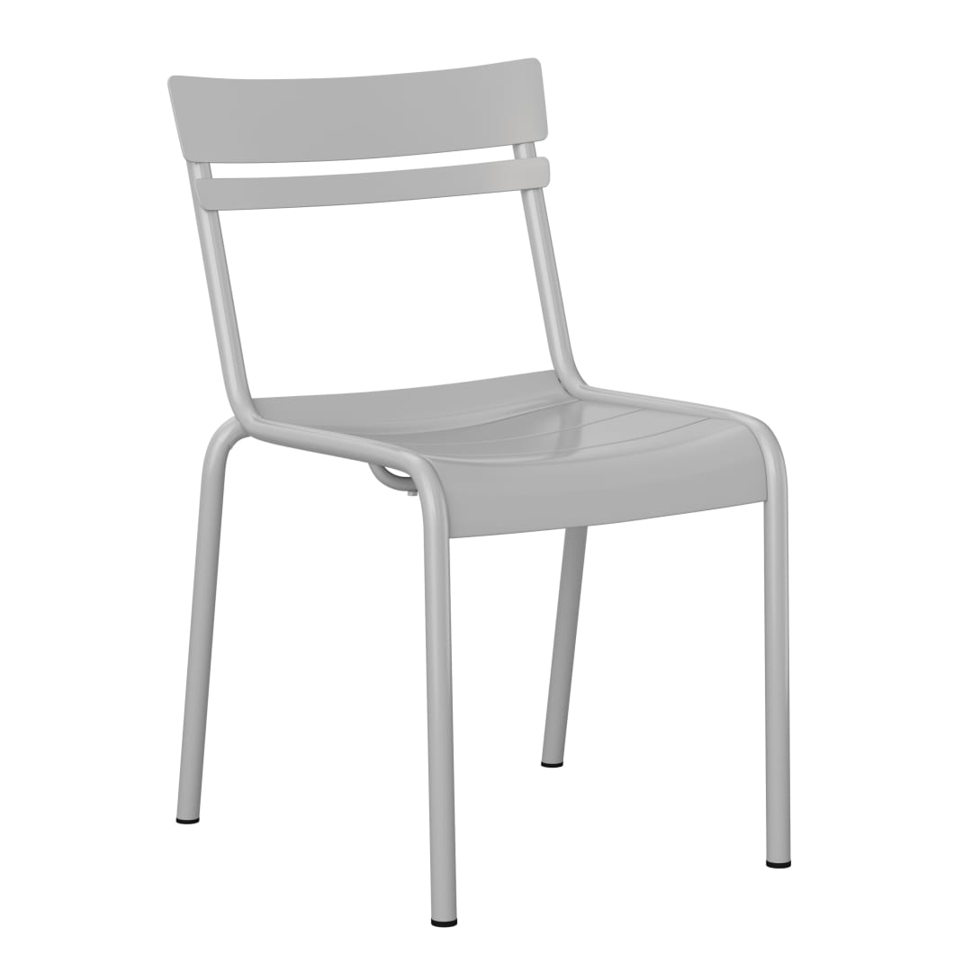 Nash Commercial Grade Steel Stack Chair, Indoor-Outdoor Armless Chair with 2 Slat Back in Quicksilver