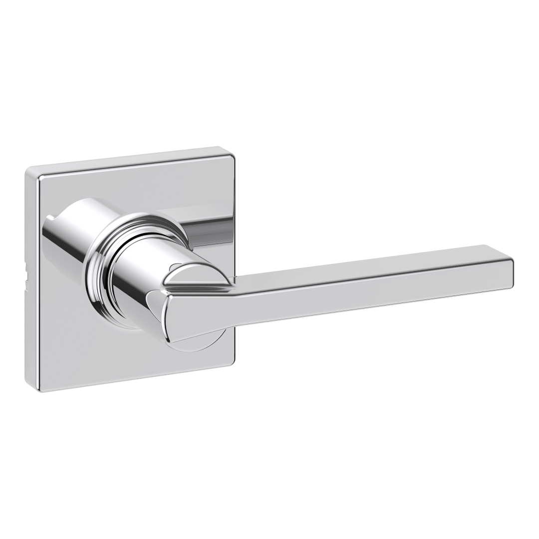 Casey Hall/Closet Door Lever with Square Rosette  in Polished Chrome