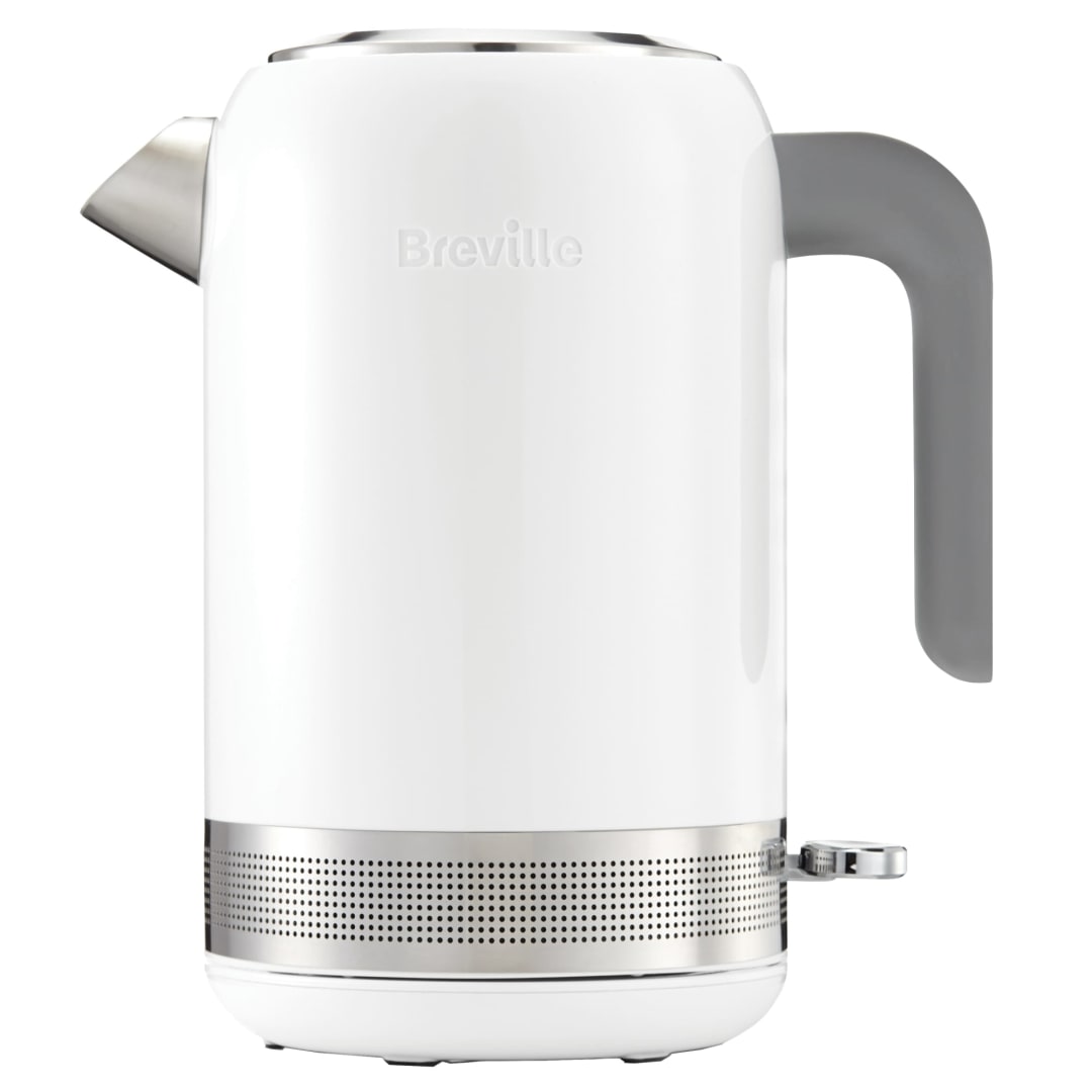 Breville Electric Kettle | High Gloss Collection | 2,4 Kw Fast Boil | 1.7 Litre Capacity | White with Metal Accents [VKJ944X] (EU PLUG)