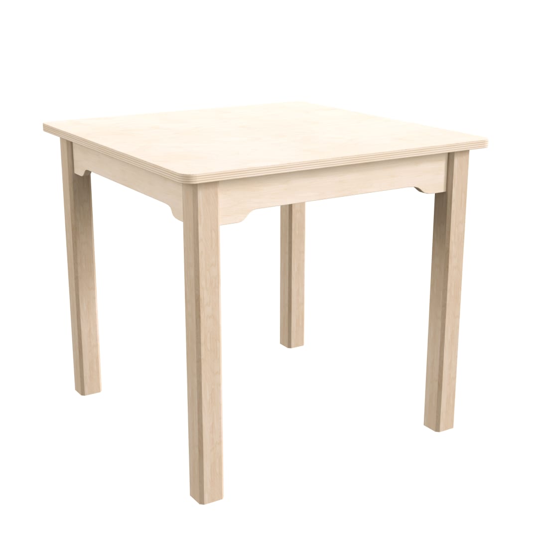 Bright Beginnings Commercial Grade Wooden Square Preschool Classroom Activity Table, (23.5"W x 21.25"H), Beech