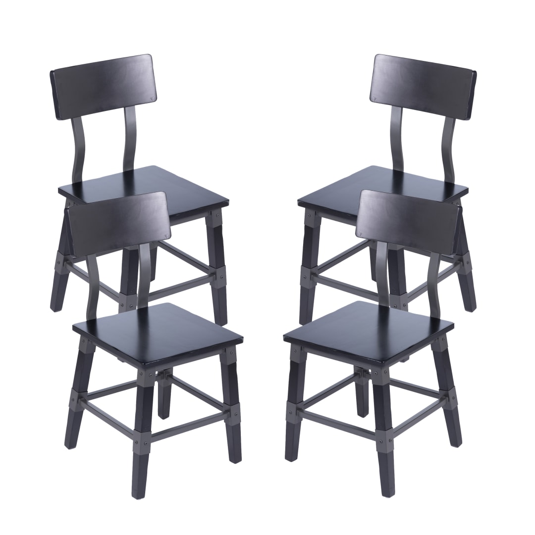 Jackson 4 Pack Commercial Grade Rustic Black Industrial Wood Dining Chair