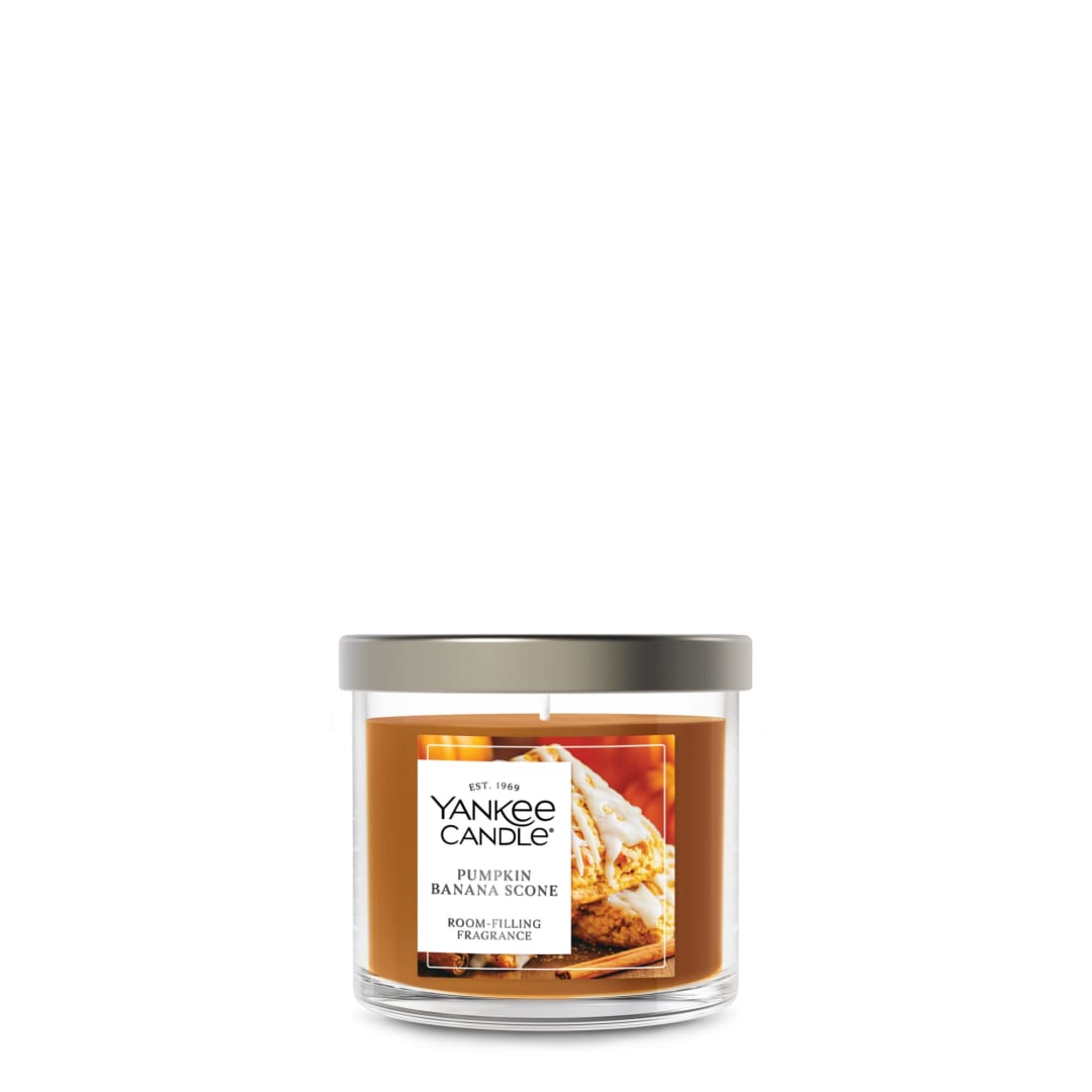 Yankee Candle® Small Tumbler Scented Candle with up to 40 Hour Burn Time, Premium Plant Wax Blend for Consistent Burn, 4.3 oz Tumbler Candle with Room Filling Fragrance, Pumpkin Banana Scone
