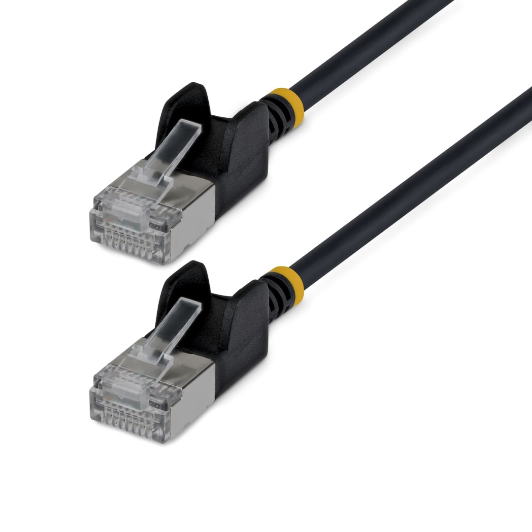 Cat6A STP 34AWG Ultra Slim Patch Cable, Black 3ft