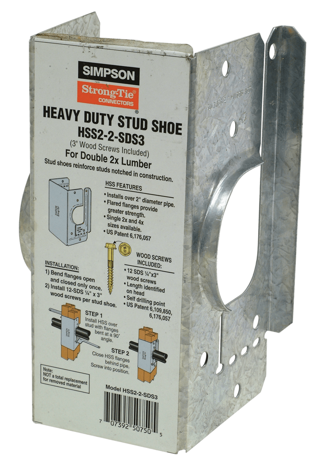 Simpson Strong-Tie HSS2-2-SDS3 HSS Galvanized Stud Shoe for Double 2x, with Strong-Drive® SDS Screws (Pack of 648)