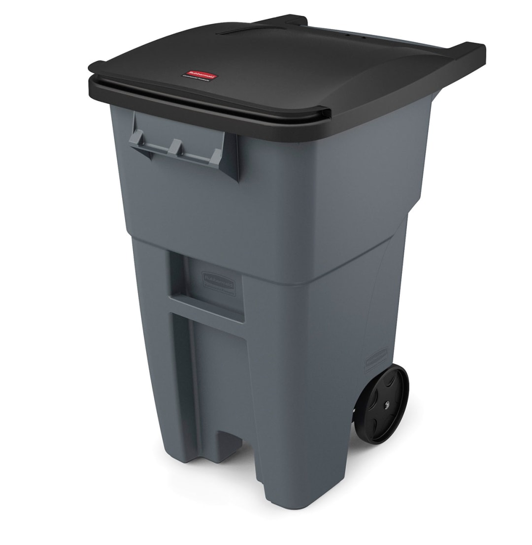Rubbermaid Commercial Products 50 Gallon Rollout Trash Can, Gray