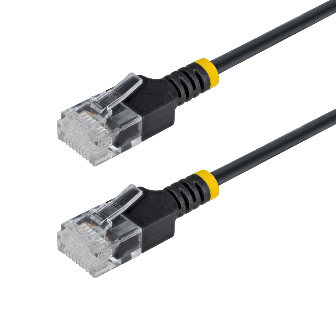 Cat6A UTP 34AWG Ultra Slim Patch Cable, Black 3ft