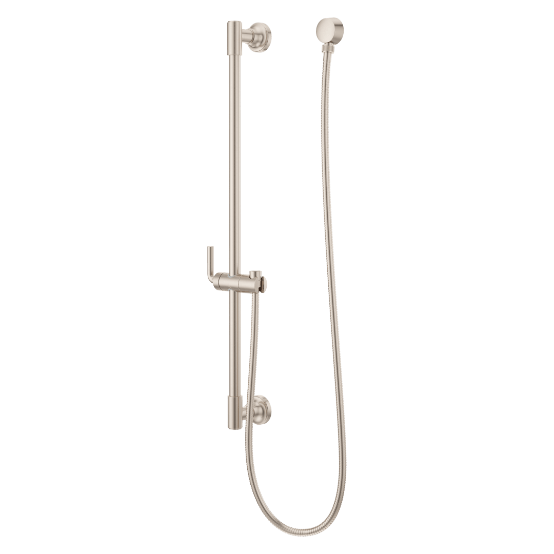 Modern Round 30 in. Slide Bar with 60 in. Hose in Brushed Nickel