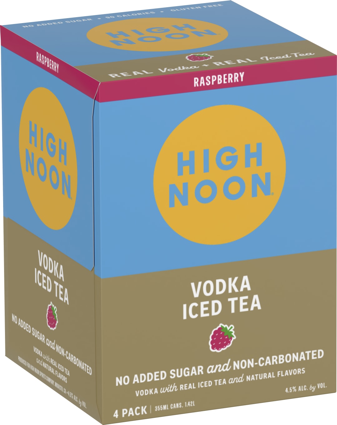 High Noon Vodka Hard Tea Raspberry 4 Pack 355ml Cans