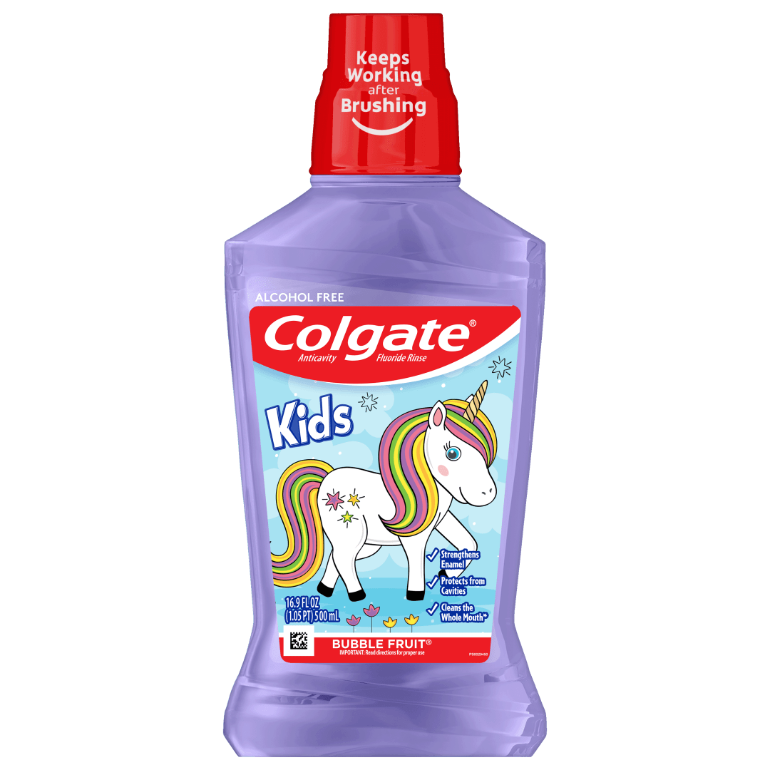 Colgate Unicorn Kids Fluoride Anticavity Mouthwash, Alcohol Free, Bubble Fruit, 16.9 fluid ounces (6 Pack)