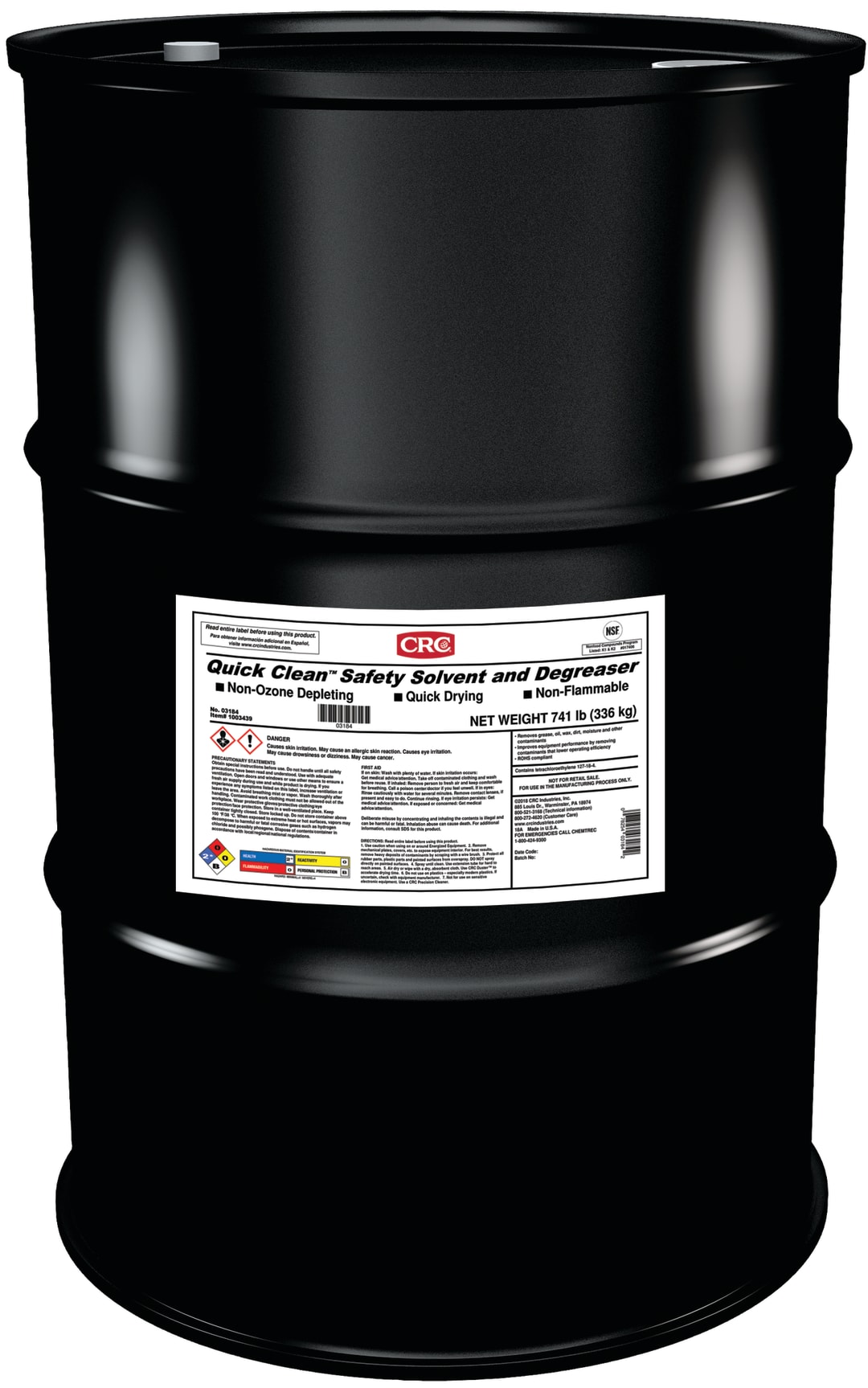 CRC Quick Clean Safety Solvent and Degreaser 1X55GL