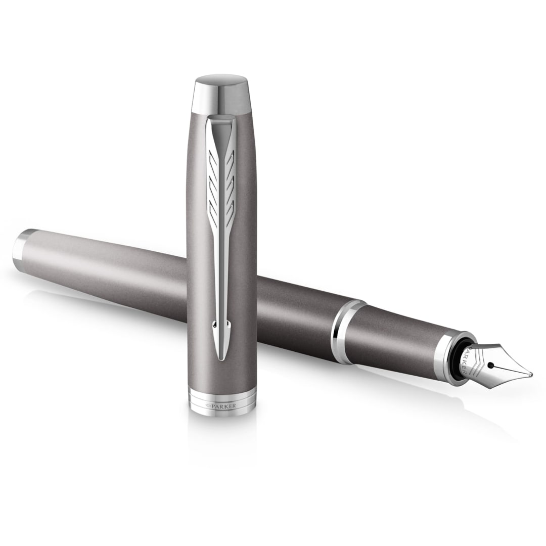 Parker IM Writing Rituals Fountain Pen | Grey Finish with Gradient | Chrome Trims | Medium Nib | Blue Ink | Gift Box