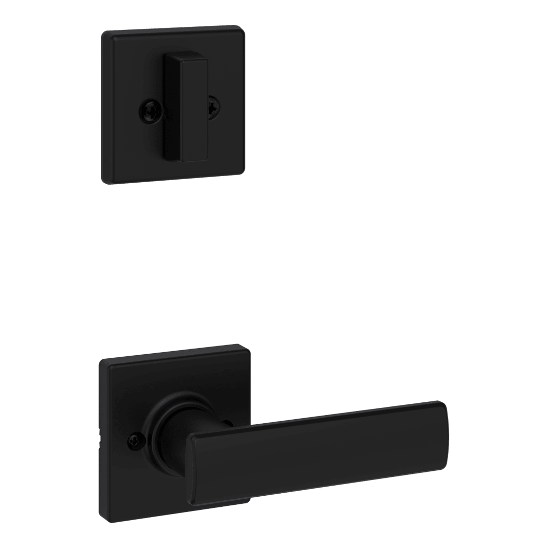 Tavaris Single Cylinder Handleset with Breton Lever featuring SmartKey Security™ Security in Matte Black
