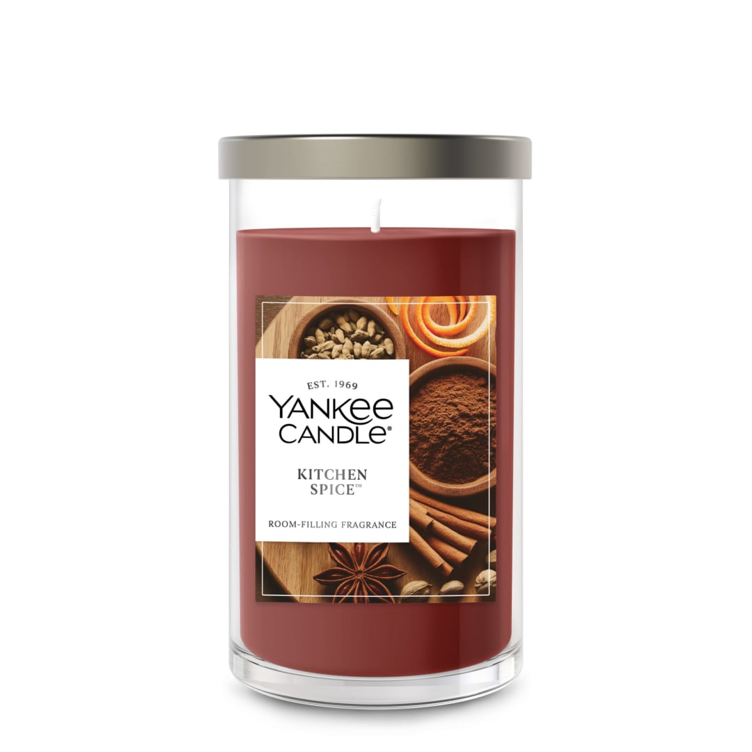 Yankee Candle® Medium Pillar Scented Candle with up to 115 Hour Burn Time, Premium Plant Wax Blend for Consistent Burn, 14.25 oz Pillar Candle with Room Filling Fragrance, Kitchen Spice