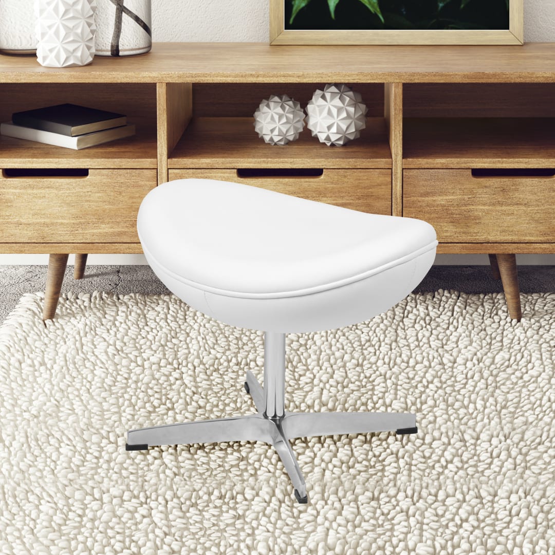 Rally White LeatherSoft Saddle Wing Ottoman
