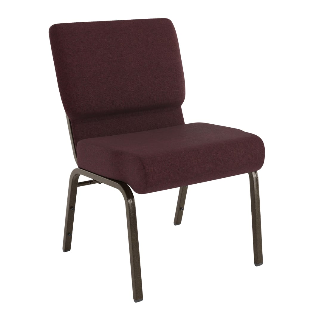20 Pack HERCULES Series 21''W Stacking Church Chair in Plum Fabric - Gold Vein Frame