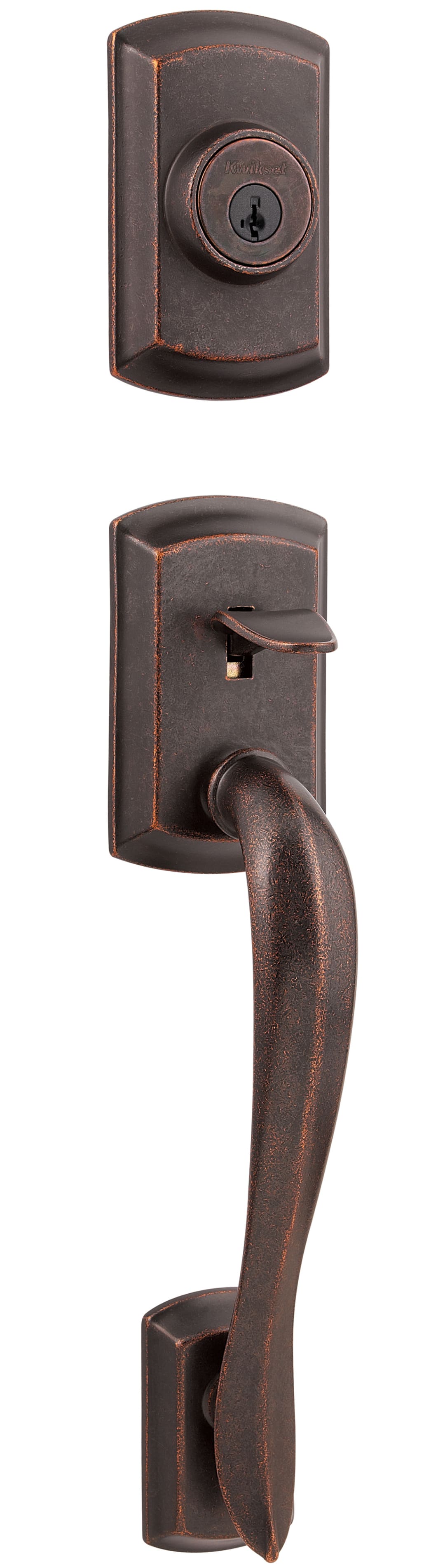 Avalon Single Cylinder Exterior Only Handleset featuring SmartKey Security™ in Rustic Bronze