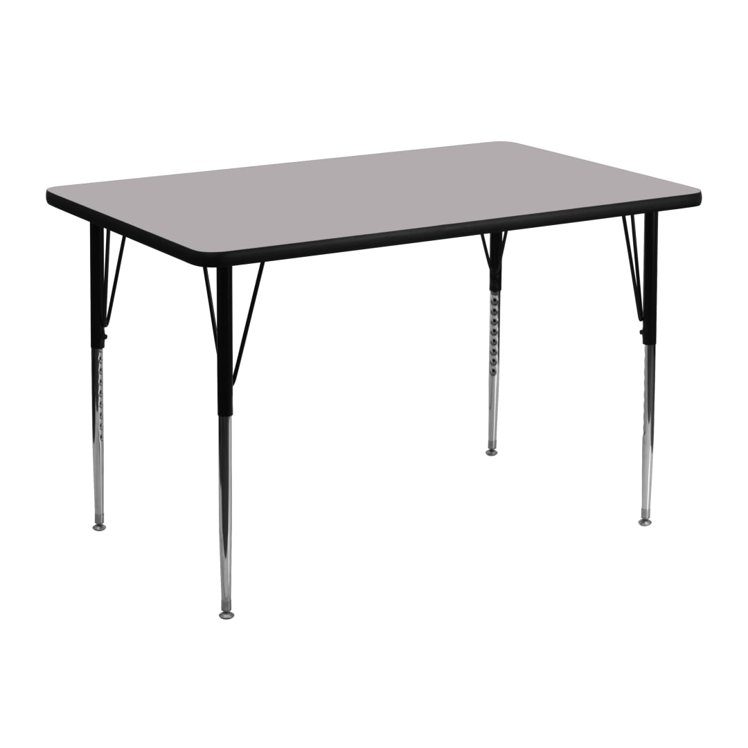Wren 30''W x 48''L Rectangular Grey Thermal Laminate Activity Table - Standard Height Adjustable Legs