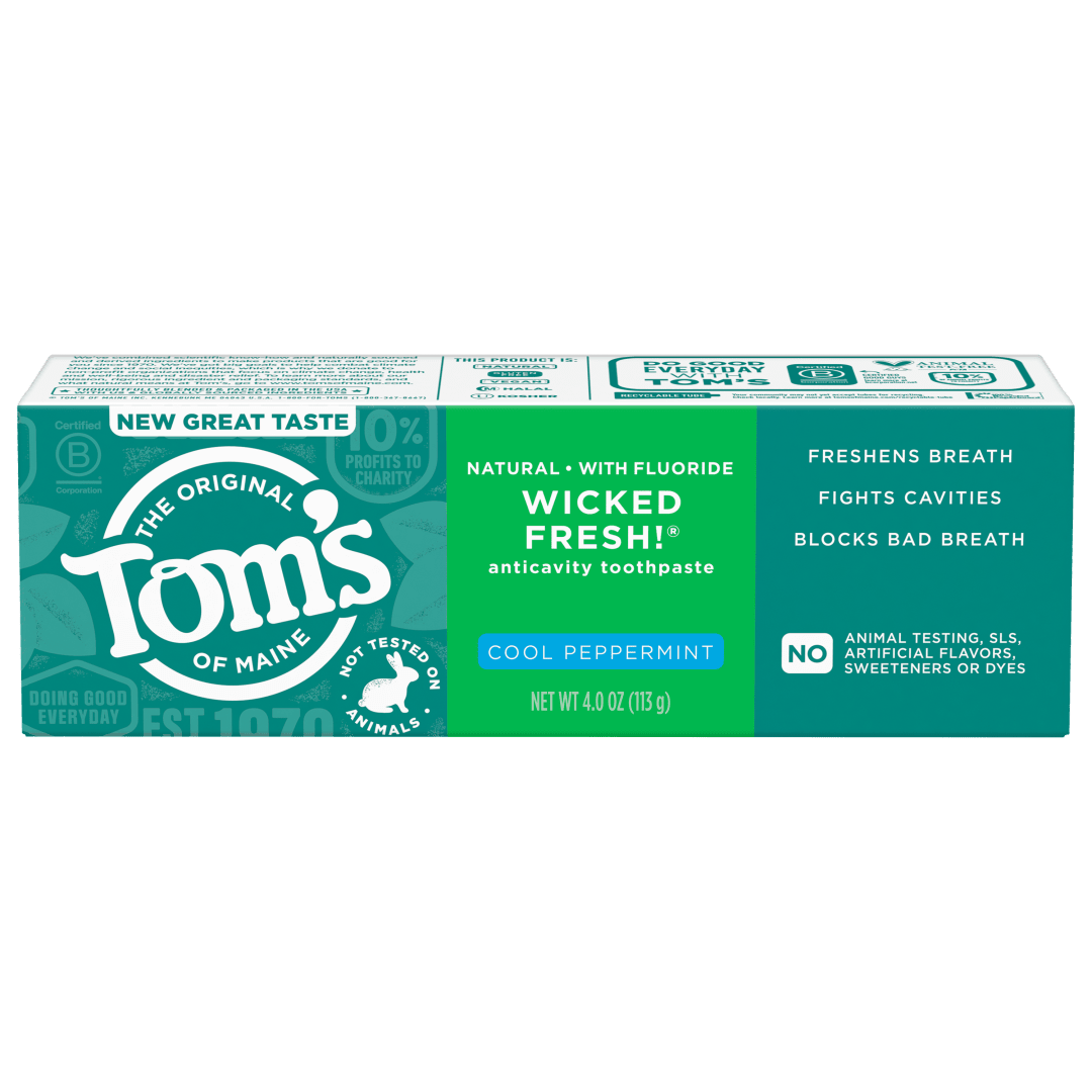 Tom's of Maine Wicked Fresh Natural Anticavity Toothpaste with Fluoride, Cool Peppermint, 4.0 oz
