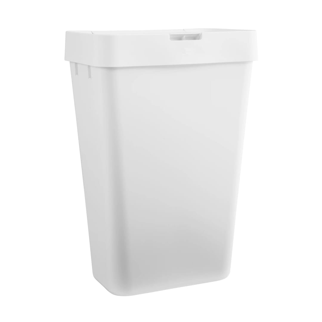 Rubbermaid 12.2 Gallon Touch-Top Kitchen Trash Can with Lid, White Trash Container