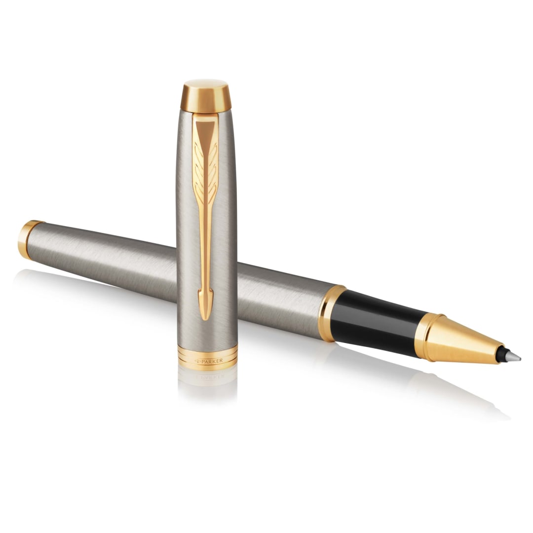 Parker IM RollerBall® Pen, Brushed Metal with Fine Point Black Ink Refill, Gift Box (1931663)