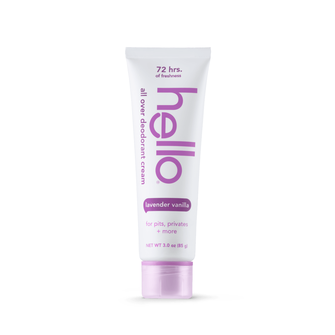 hello Lavender Vanilla All Over Whole Body Deodorant Cream for Women and Men, Aluminum Free, Safe for Sensitive Skin, Pits, Privates, 3 ounces