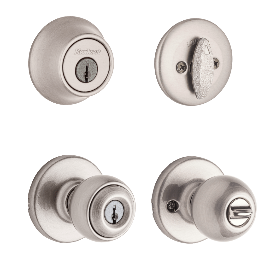 Polo Combo Pack Doorknob in Satin Nickel with Microban Protection