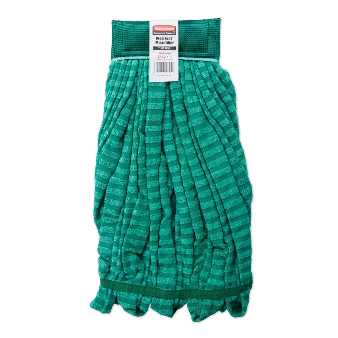 Rubbermaid Commercial Products 20 OZ Microfiber Tube Wet Mop, 5" Headband, Green