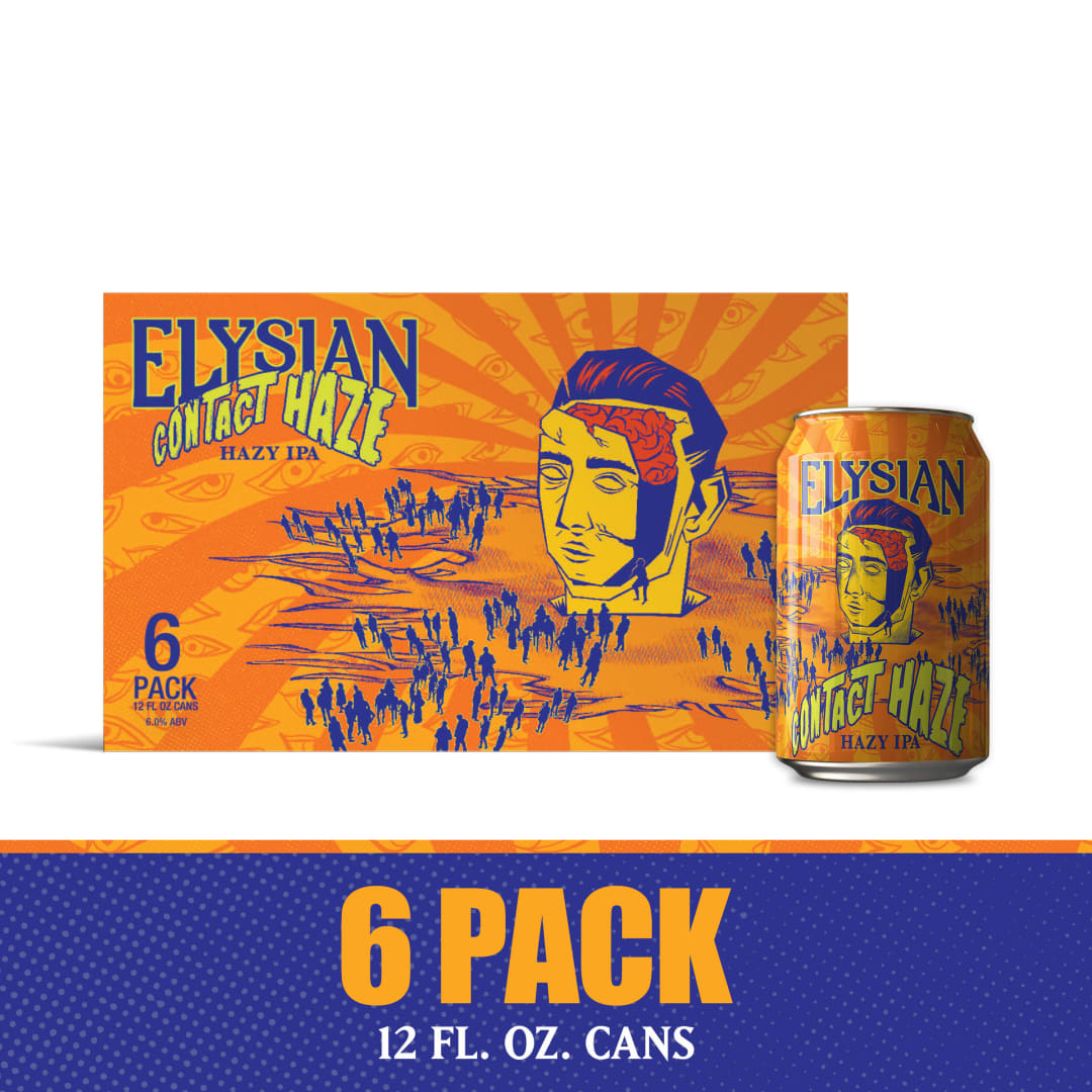 Elysian Contact Haze Hazy IPA Craft Beer, 6 Pack Beer, 12 FL OZ Cans, 6.0% ABV